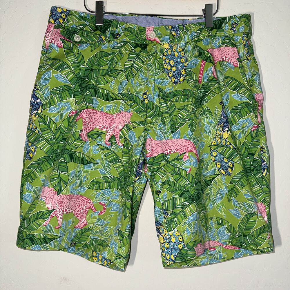 Polo Golf Ralph Lauren Men’s 36 Cotton AOP Shorts Chino Panther Leaf Pattern